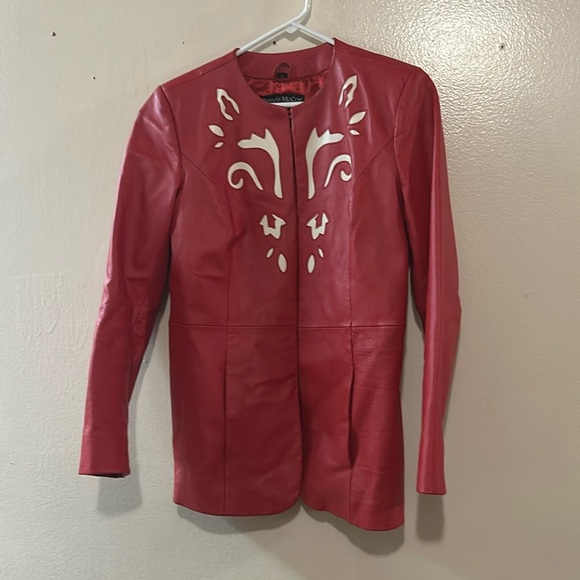 Pamela McCoy Jackets & Blazers - Pamela McCoy red and white  leather jacket SZ Small